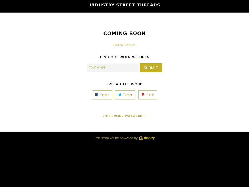 industrystreetthreads.com shopify website screenshot