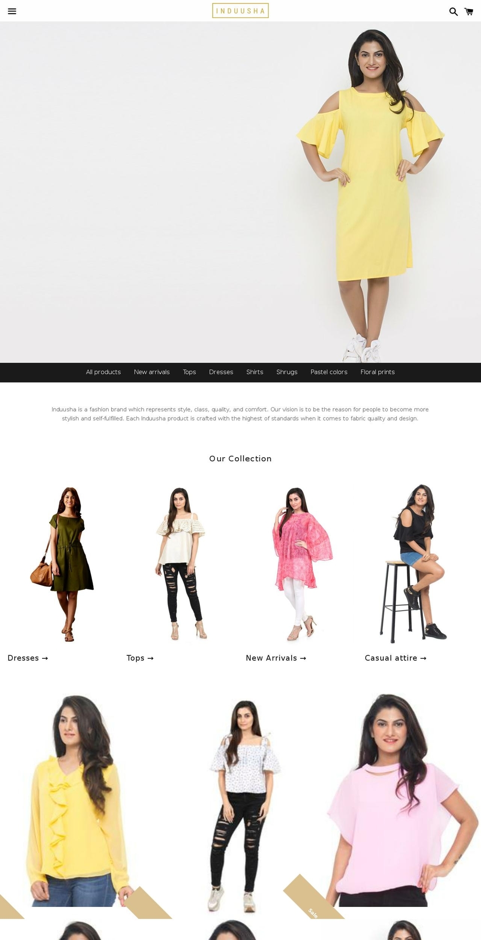 induusha.com shopify website screenshot