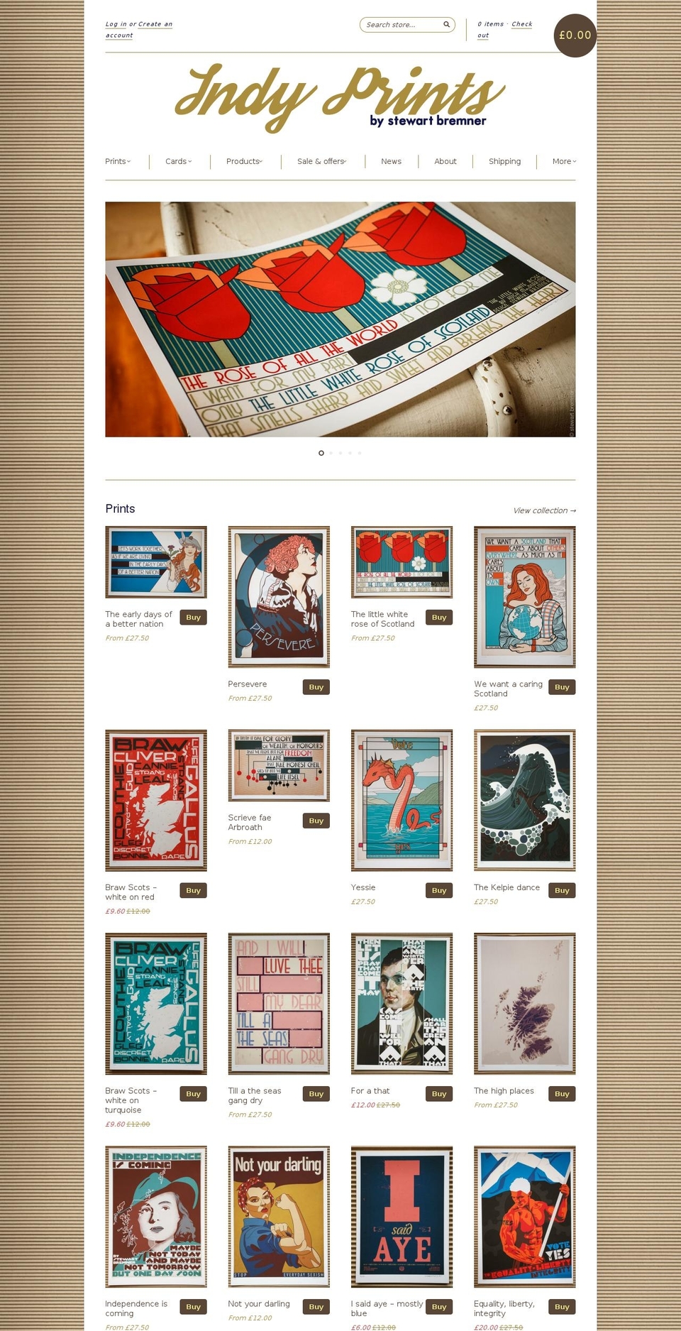 indy-prints.com shopify website screenshot