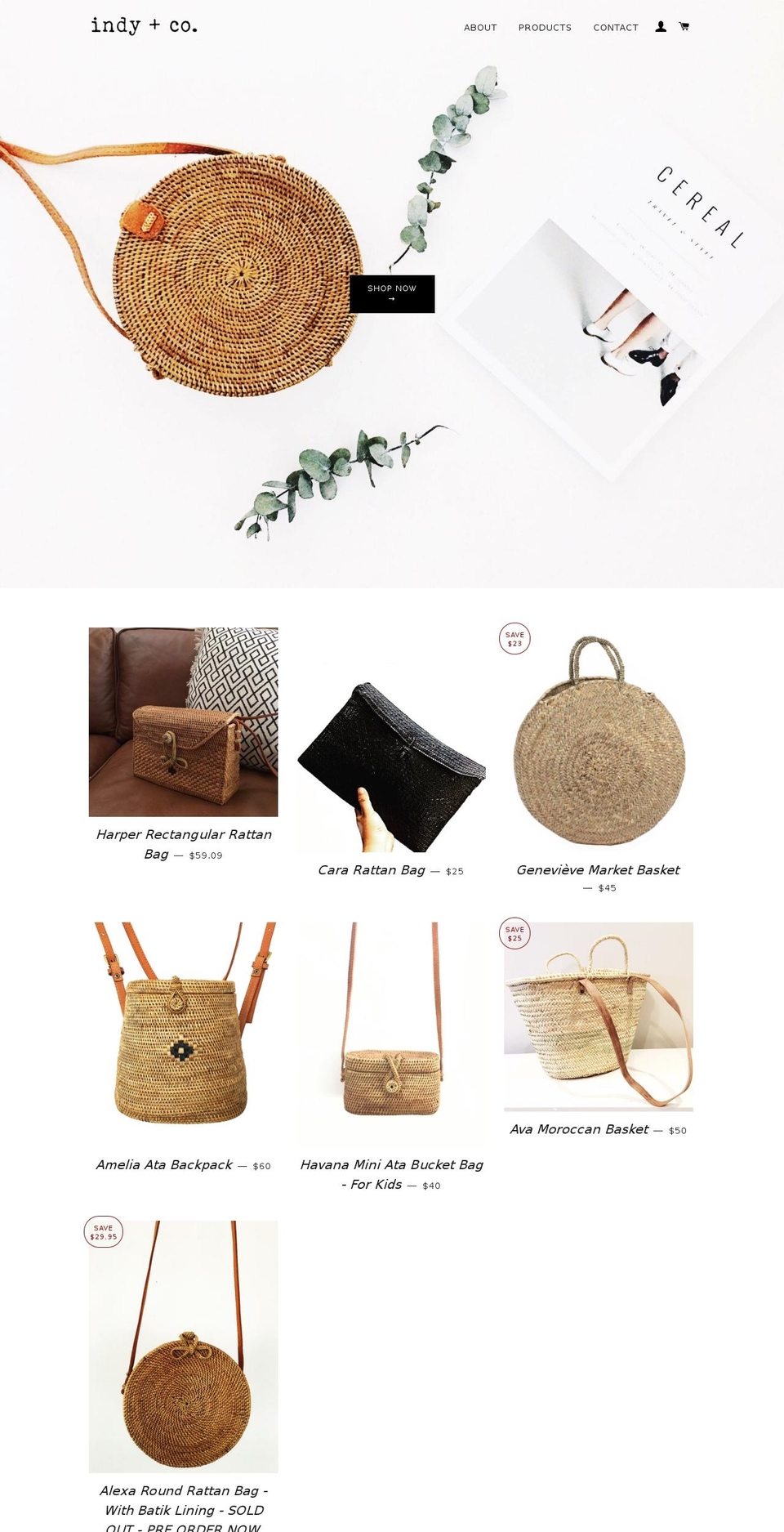 indyandco.com — Shopify storefront screenshot
