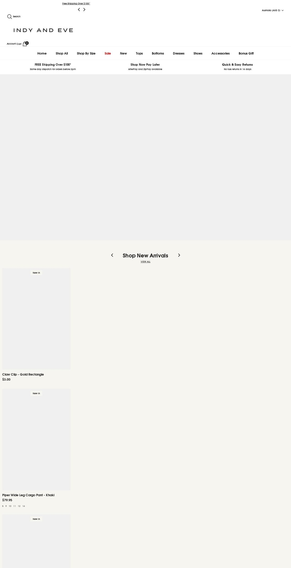 indyandeve.com — Shopify storefront screenshot