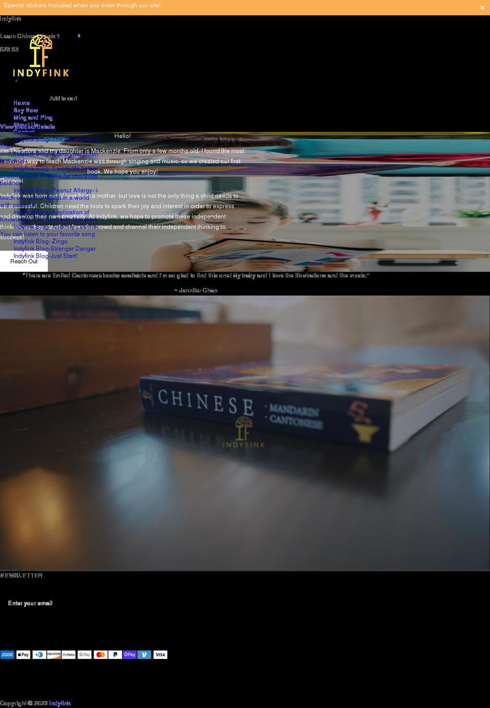 indyfink.com shopify website screenshot