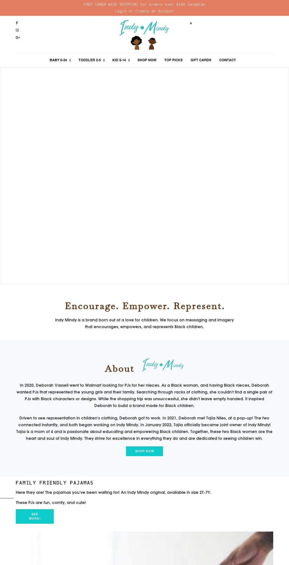 indymindy.com shopify website screenshot