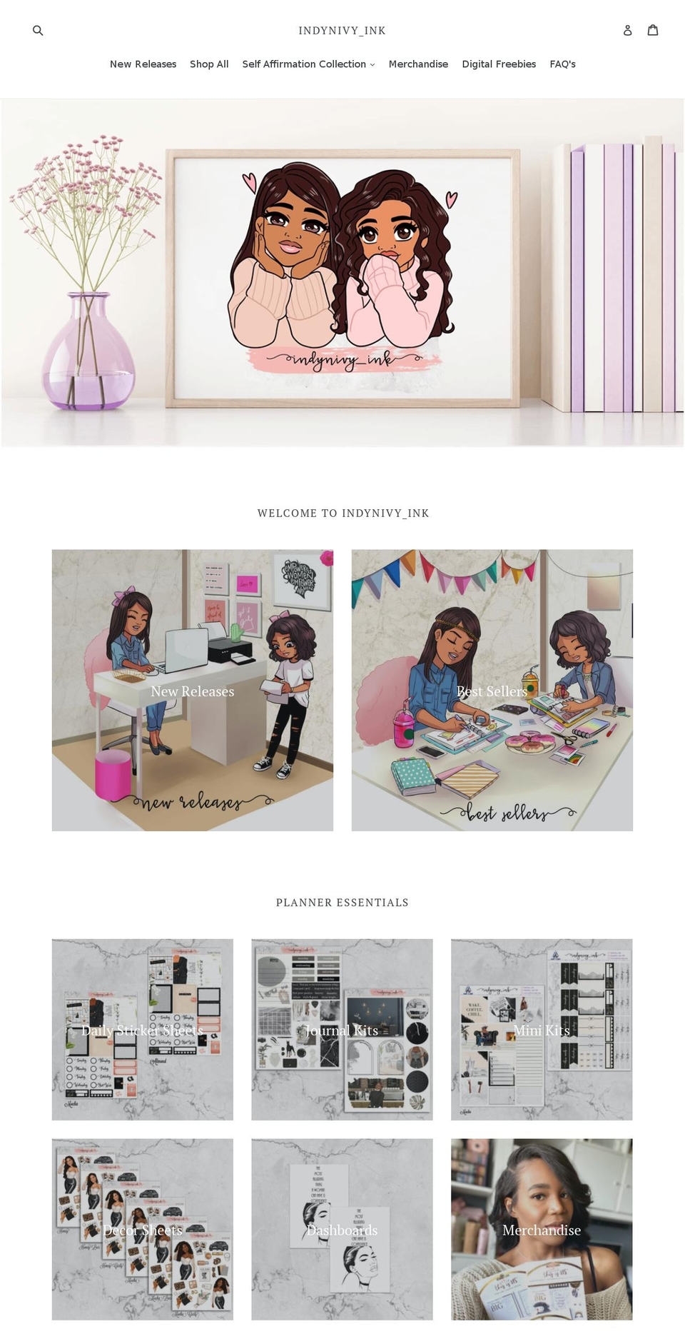indynivyink.com shopify website screenshot