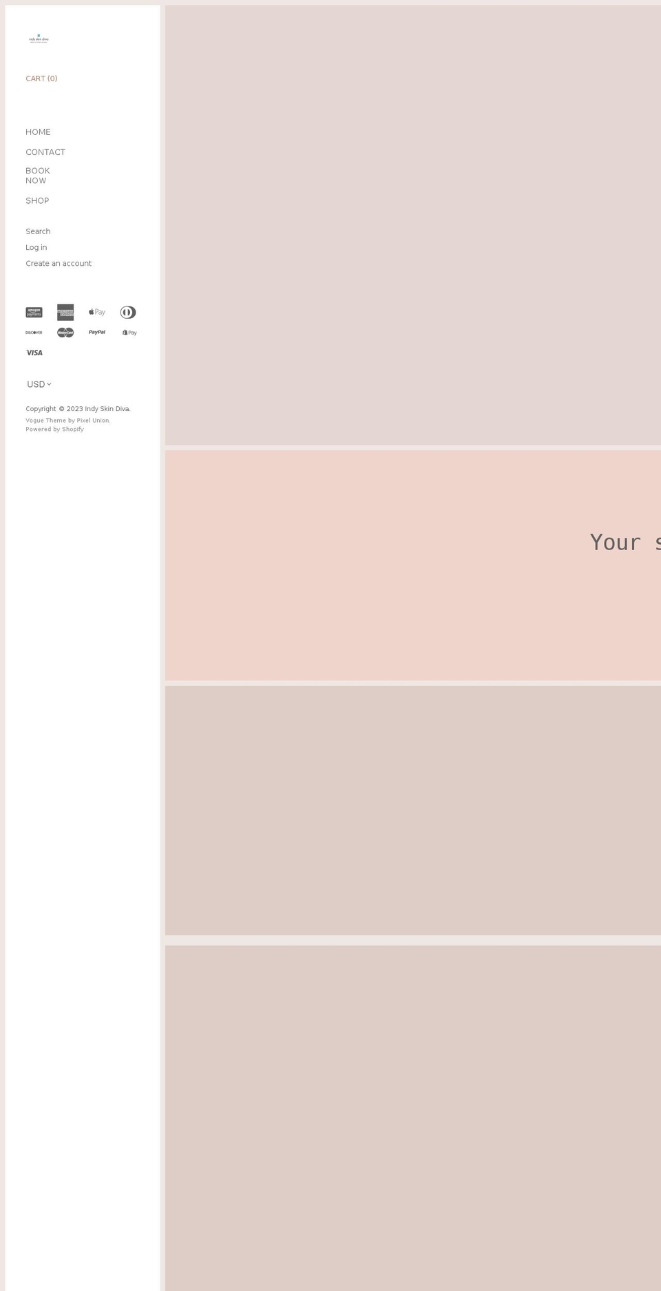 indyskindiva.com shopify website screenshot