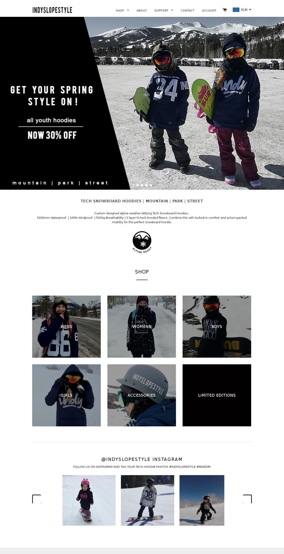 indyslopestyle.com shopify website screenshot
