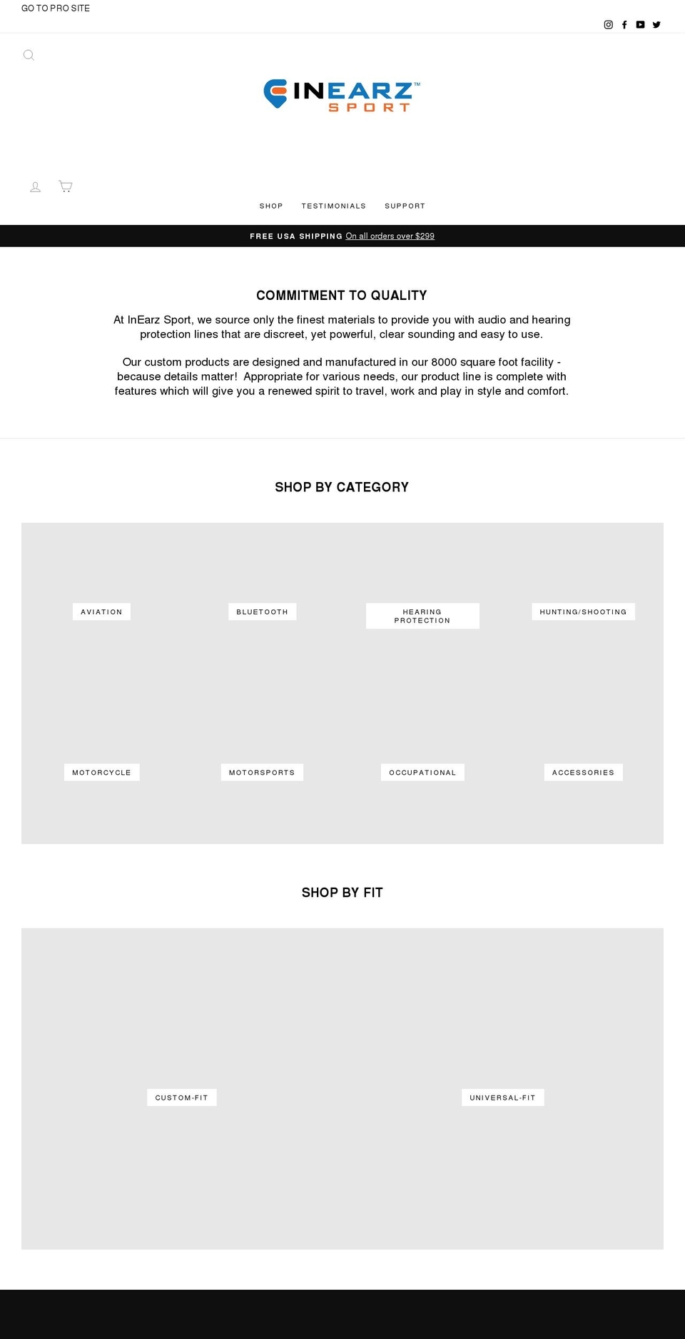 inearzsport.com shopify website screenshot