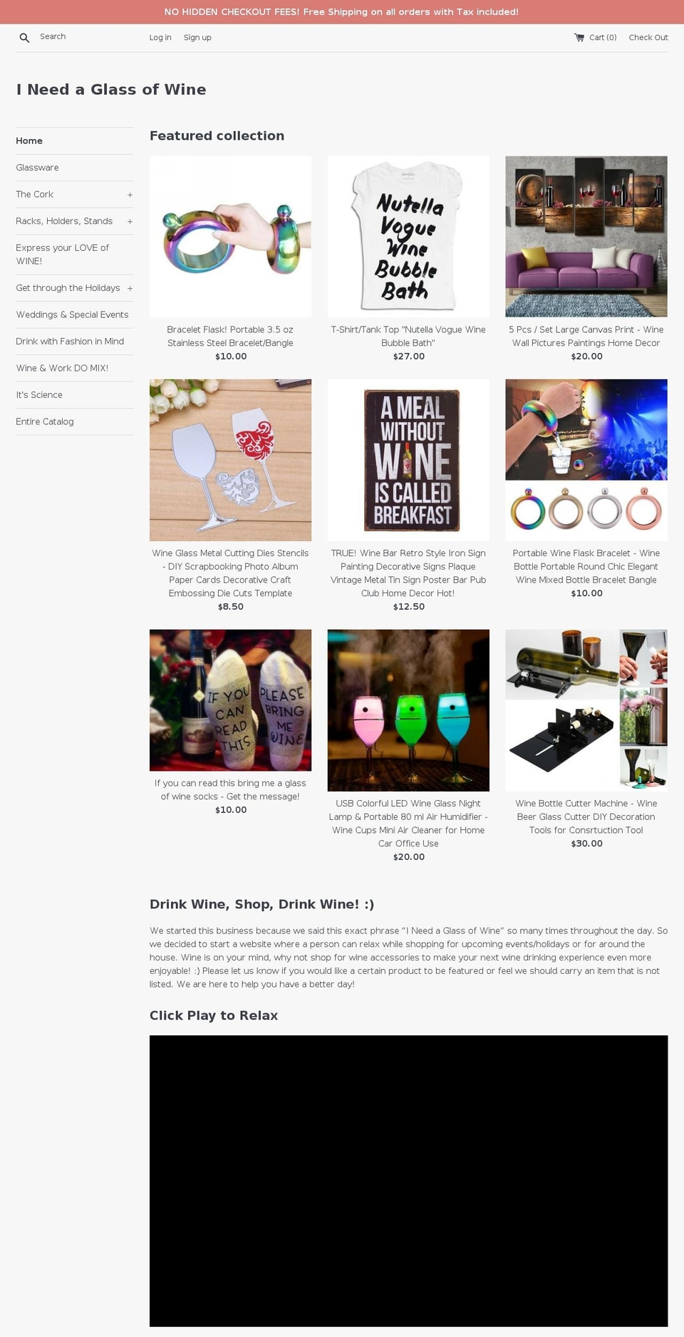 ineedaglassofwine.com — Shopify storefront screenshot