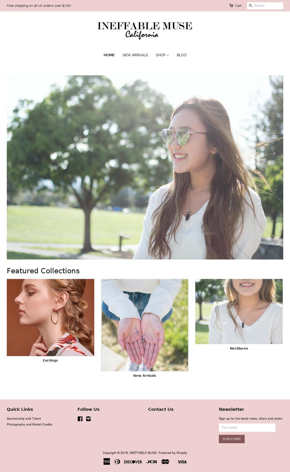ineffablemuse.com — Shopify storefront screenshot