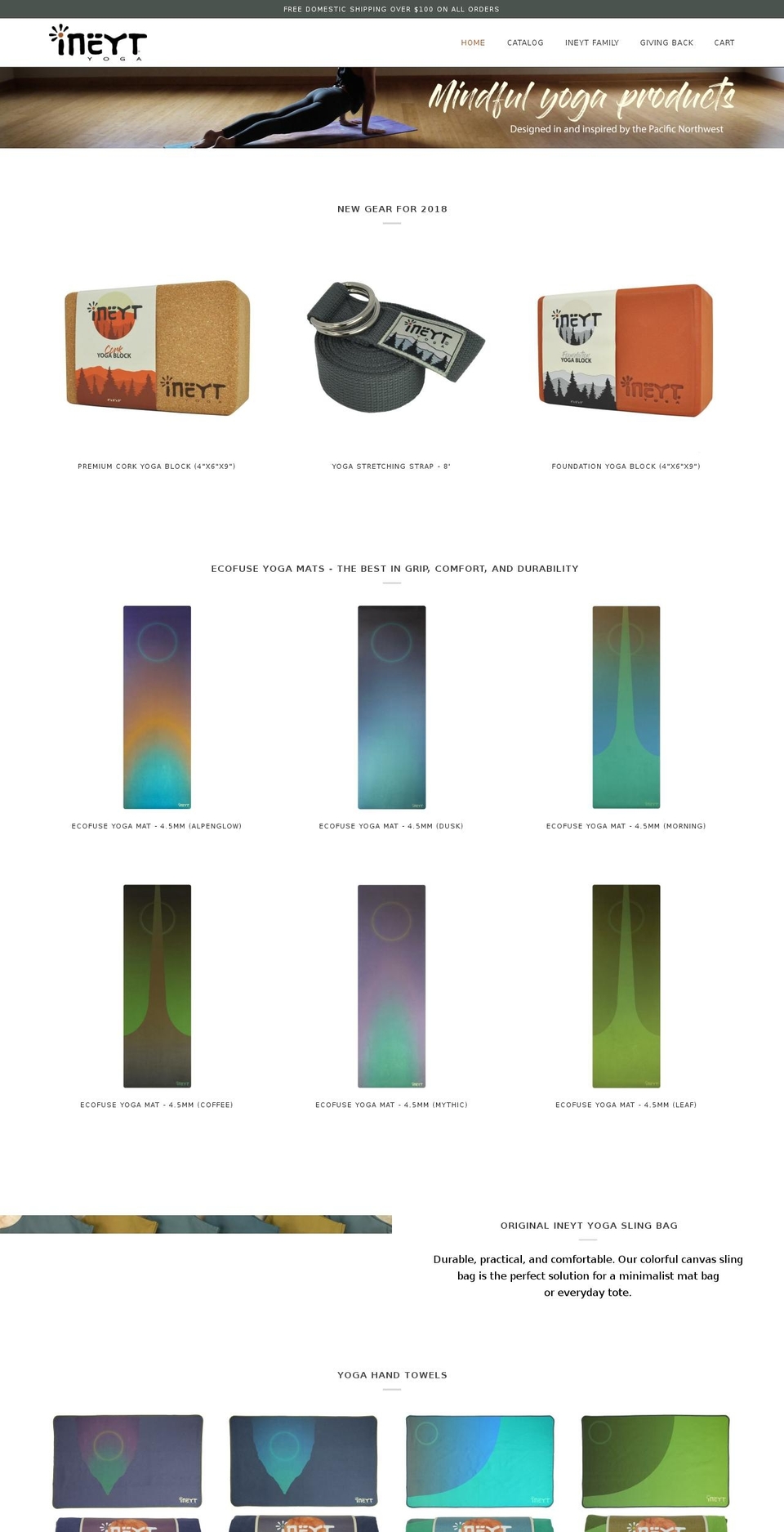 ineytyoga.com — Shopify storefront screenshot
