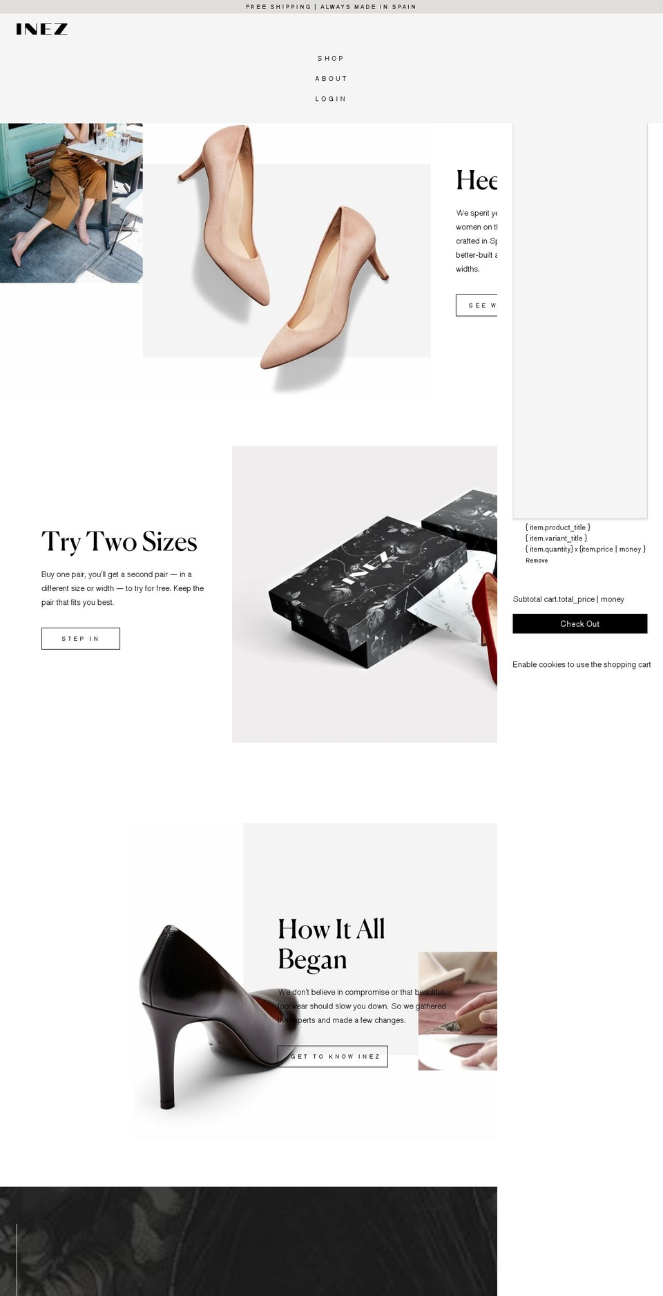 inez.com shopify website screenshot