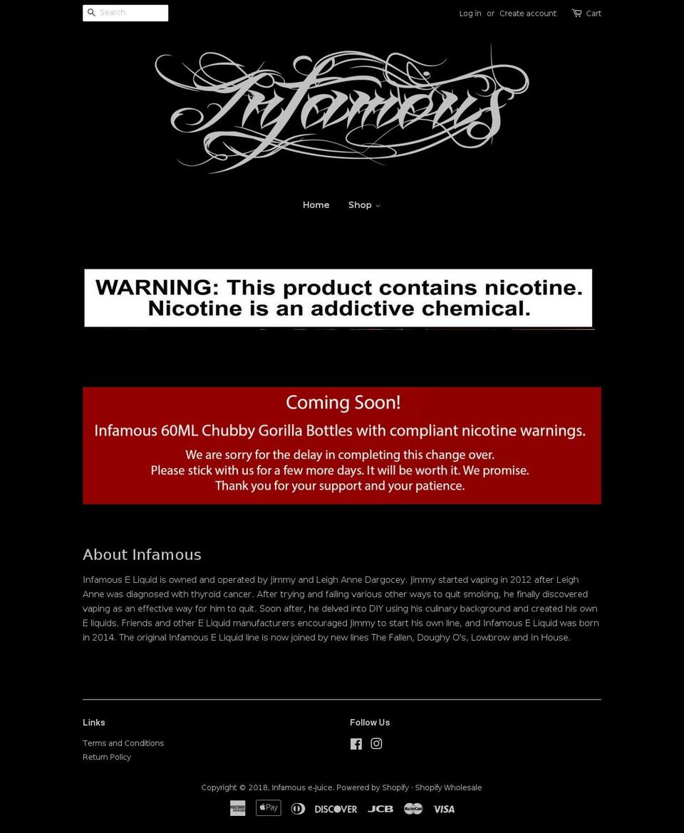 infamousejuice.com shopify website screenshot