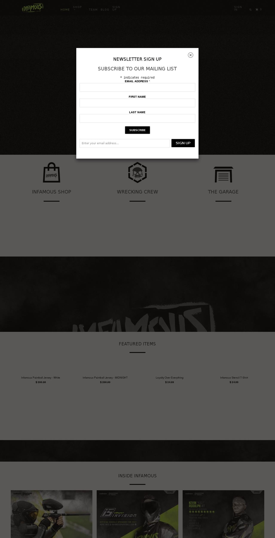 infamouspaintball.com shopify website screenshot