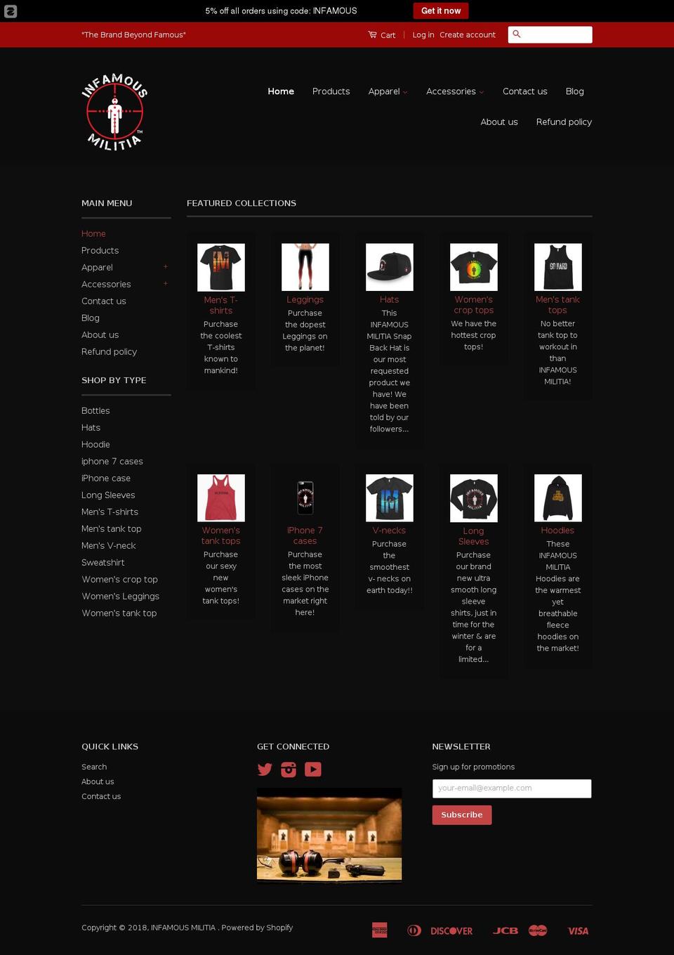 infamousshootingtargets.com — Shopify storefront screenshot