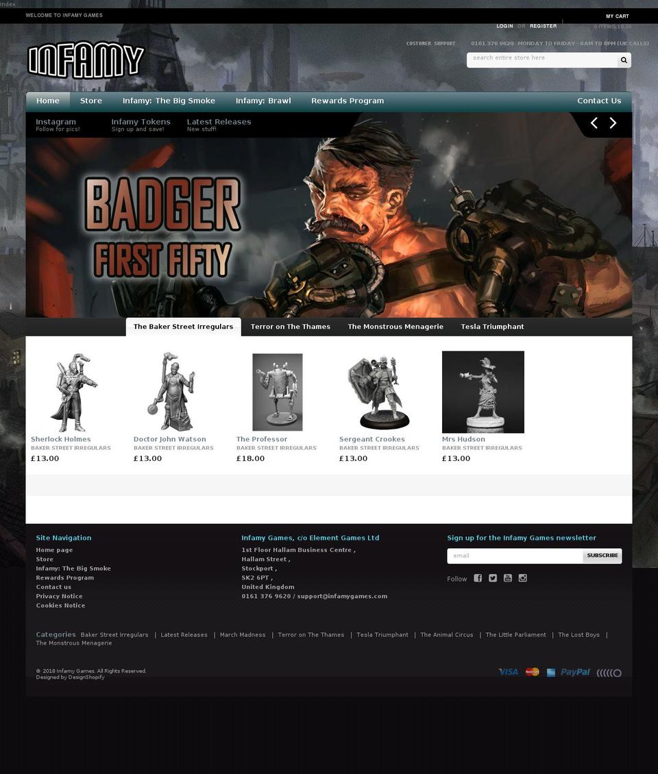 infamygames.com shopify website screenshot