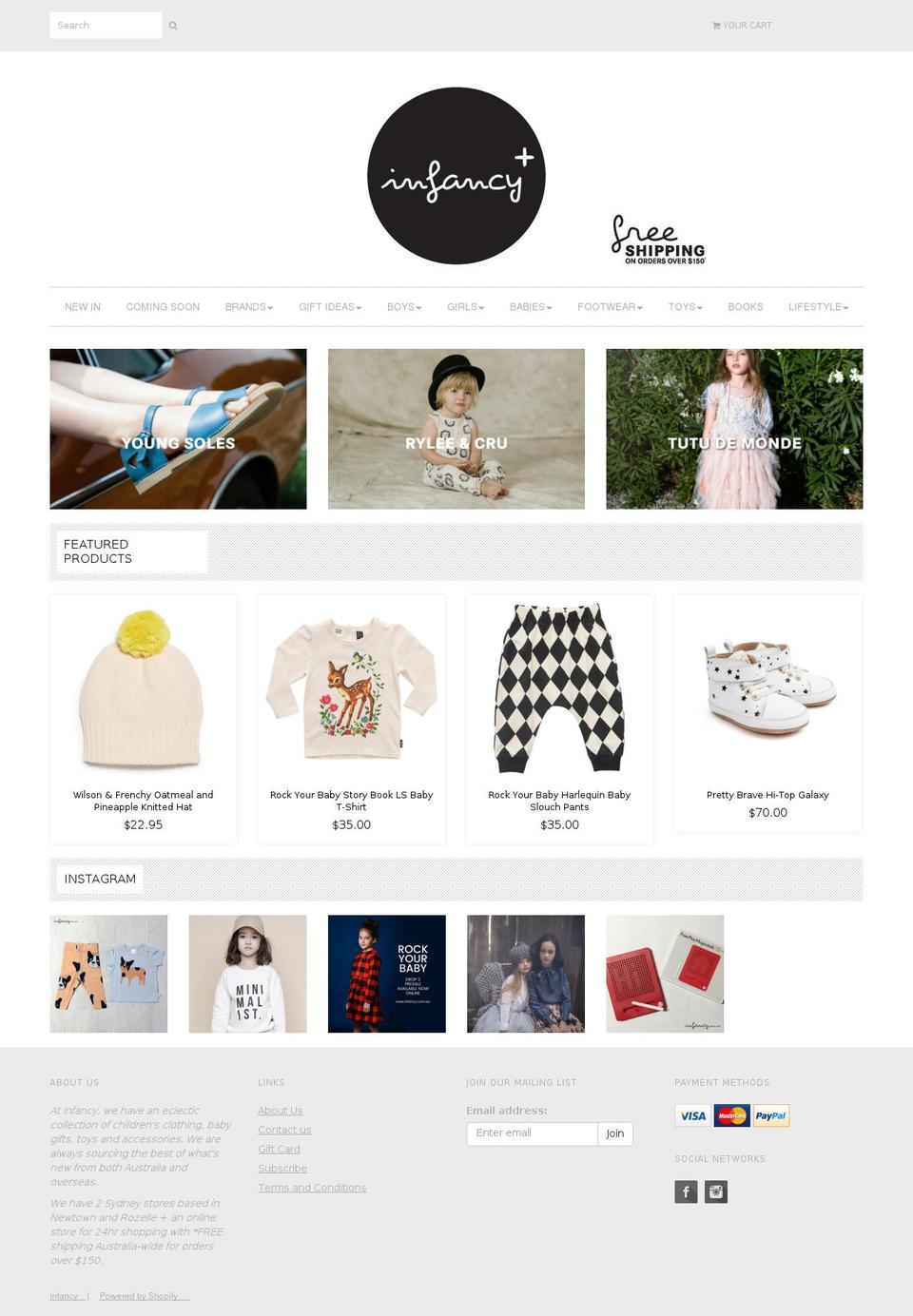 Fancy Shopify theme site example infancy.com.au