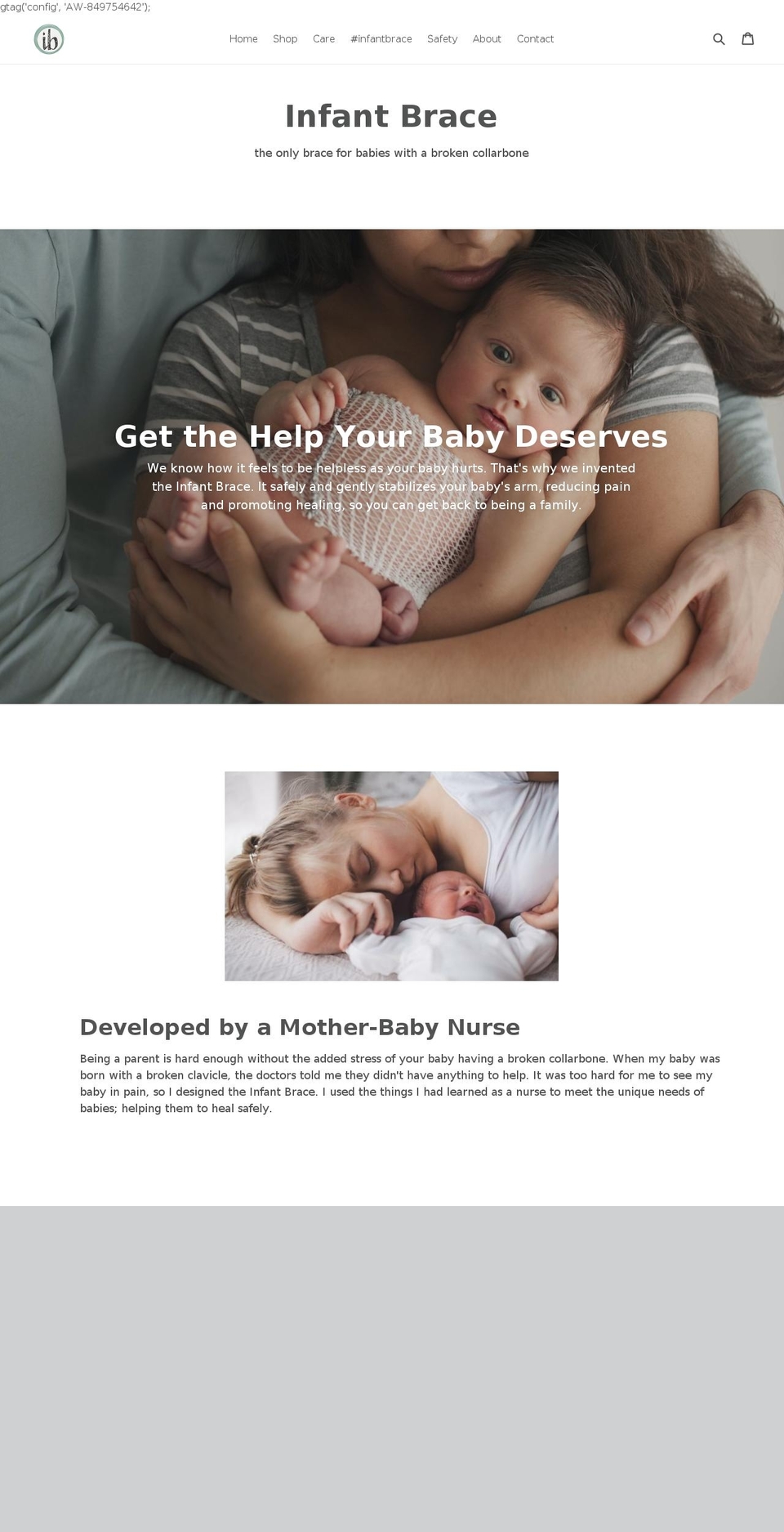 infantbrace.com shopify website screenshot