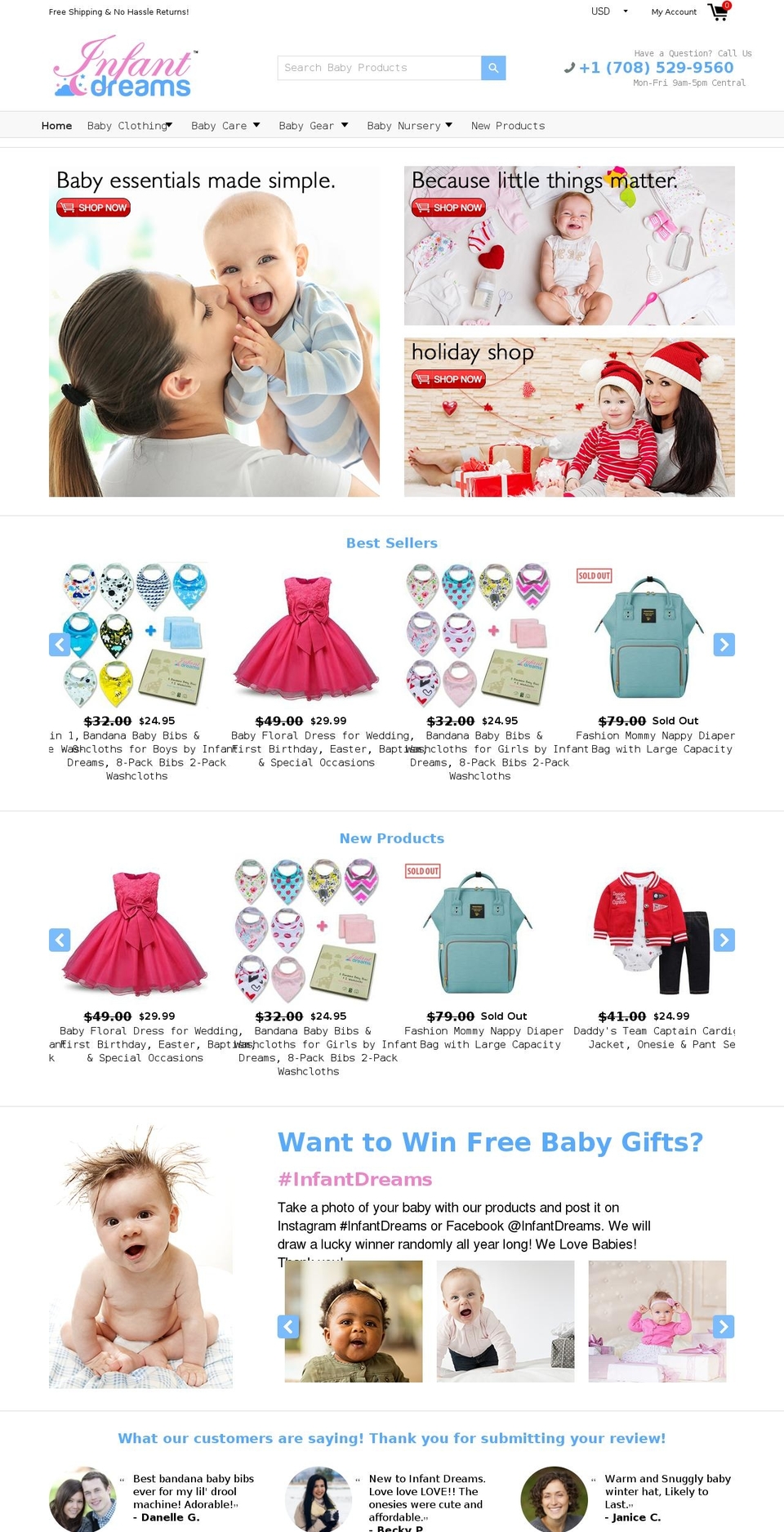 infantdreams.com — Shopify storefront screenshot