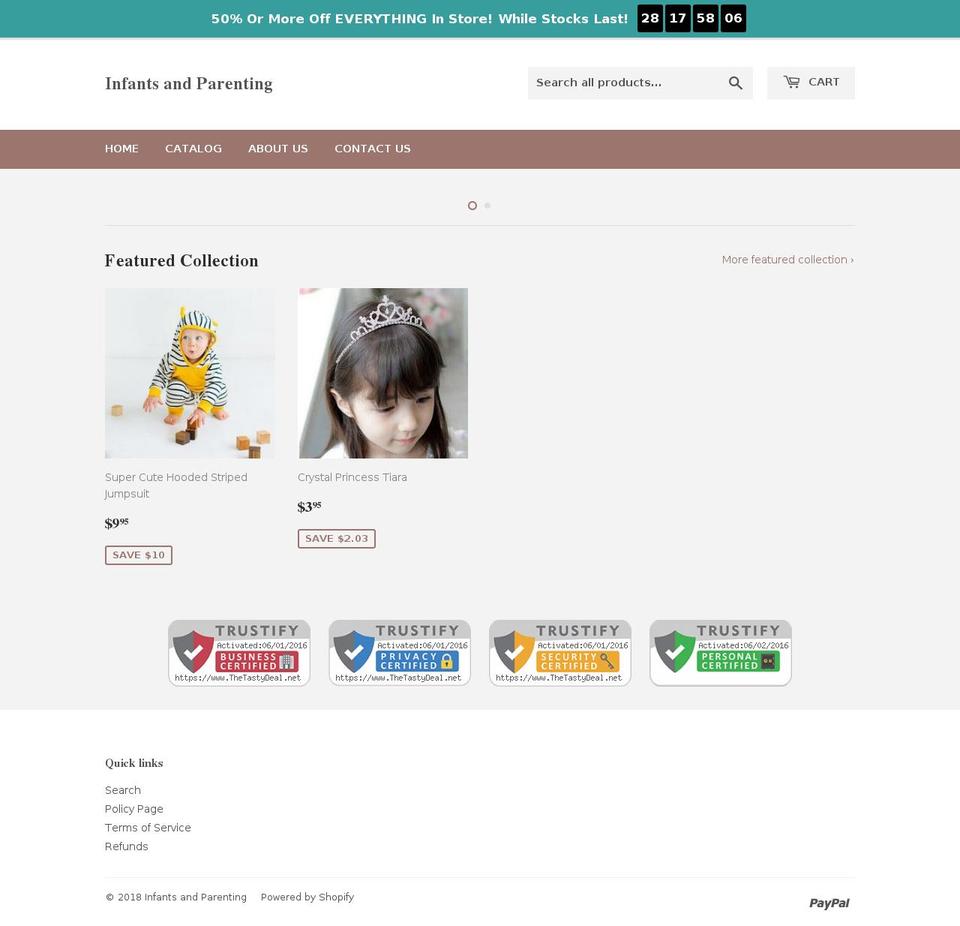 infantsandparenting.com — Shopify storefront screenshot
