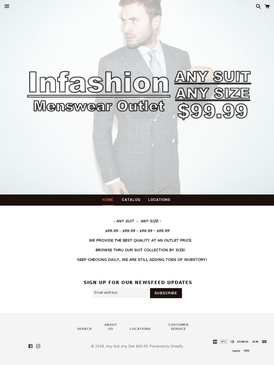 infashionmenswearoutlet.com — Shopify storefront screenshot