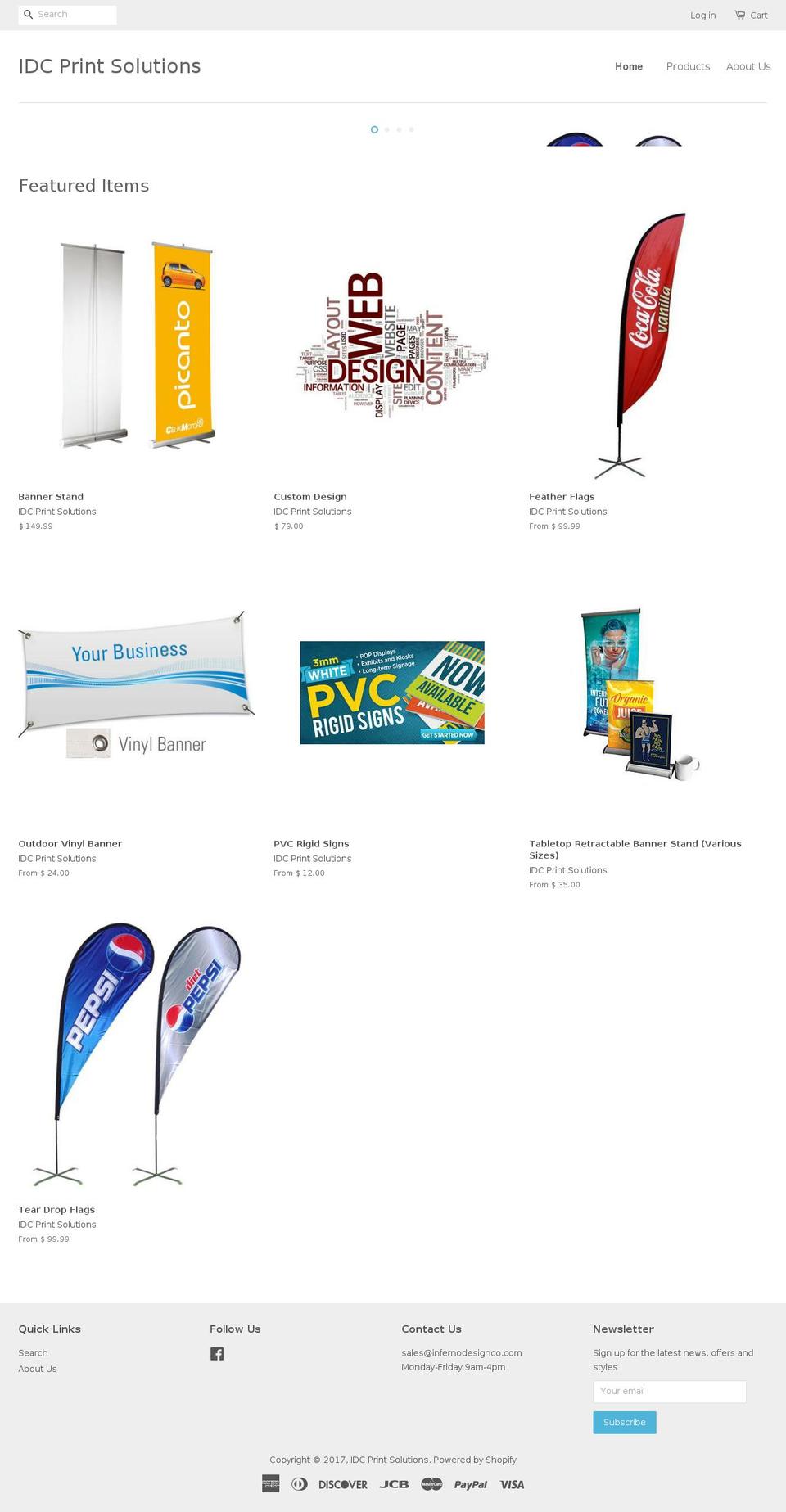 infernodesignco.com shopify website screenshot