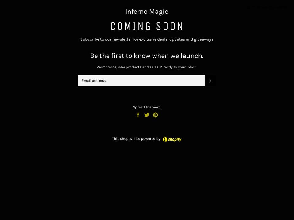 infernomagic.com — Shopify storefront screenshot