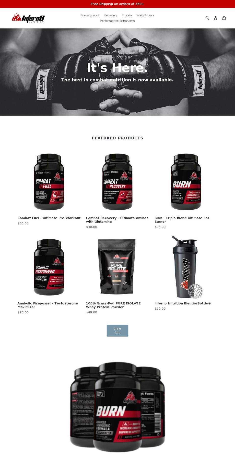 infernosupplements.com — Shopify storefront screenshot