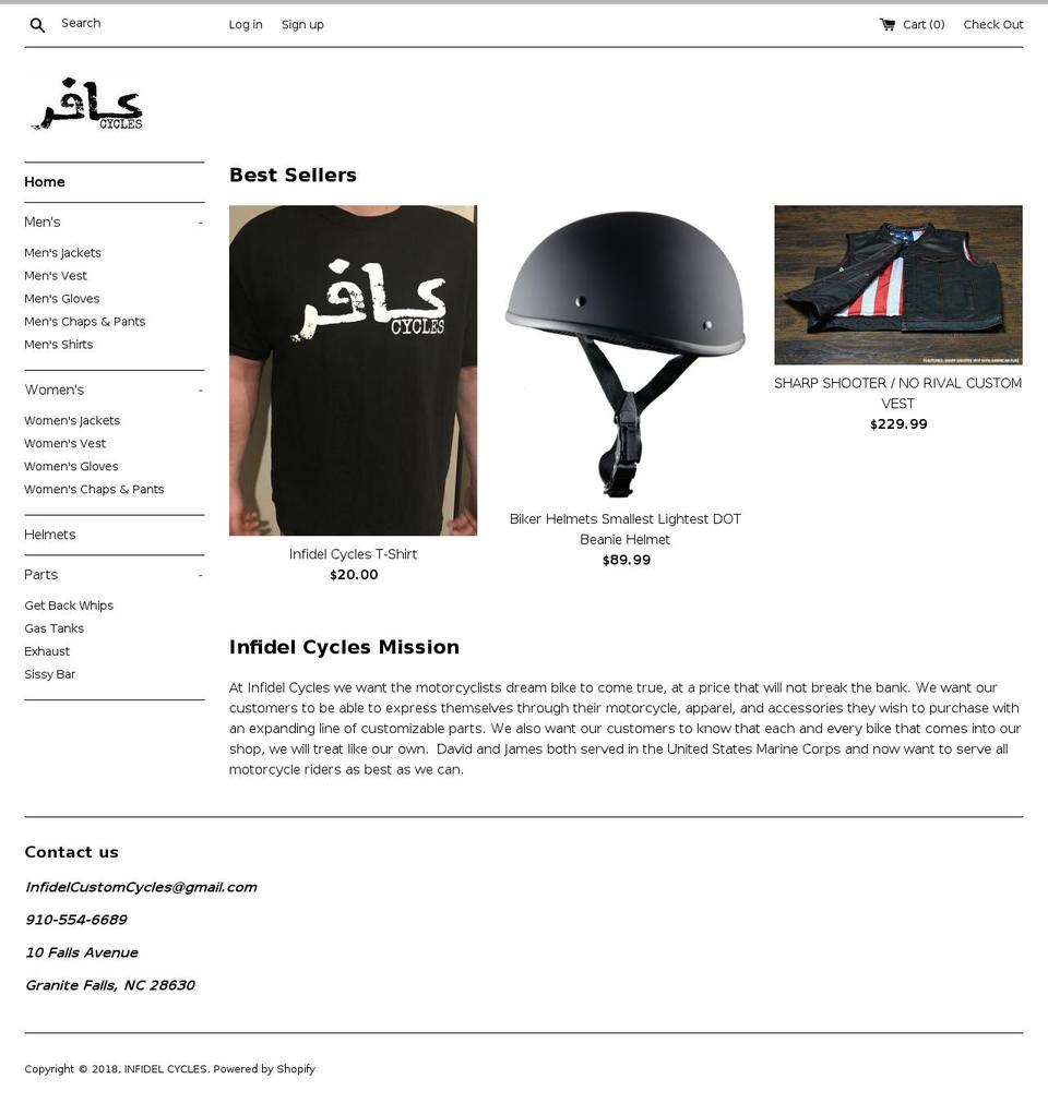 infidelcycles.com — Shopify storefront screenshot