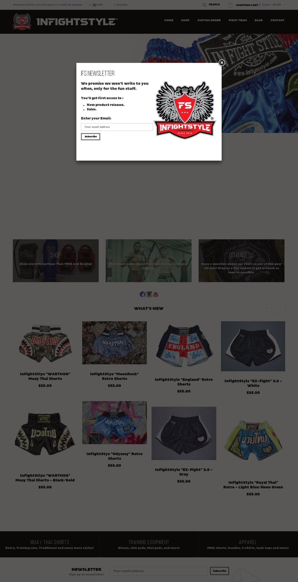 infightstyle.com shopify website screenshot