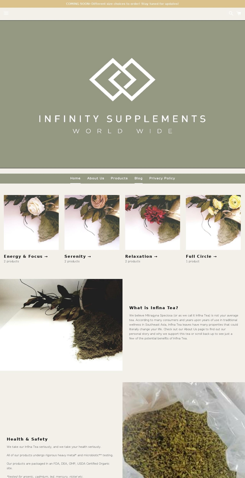 infinatea.com shopify website screenshot