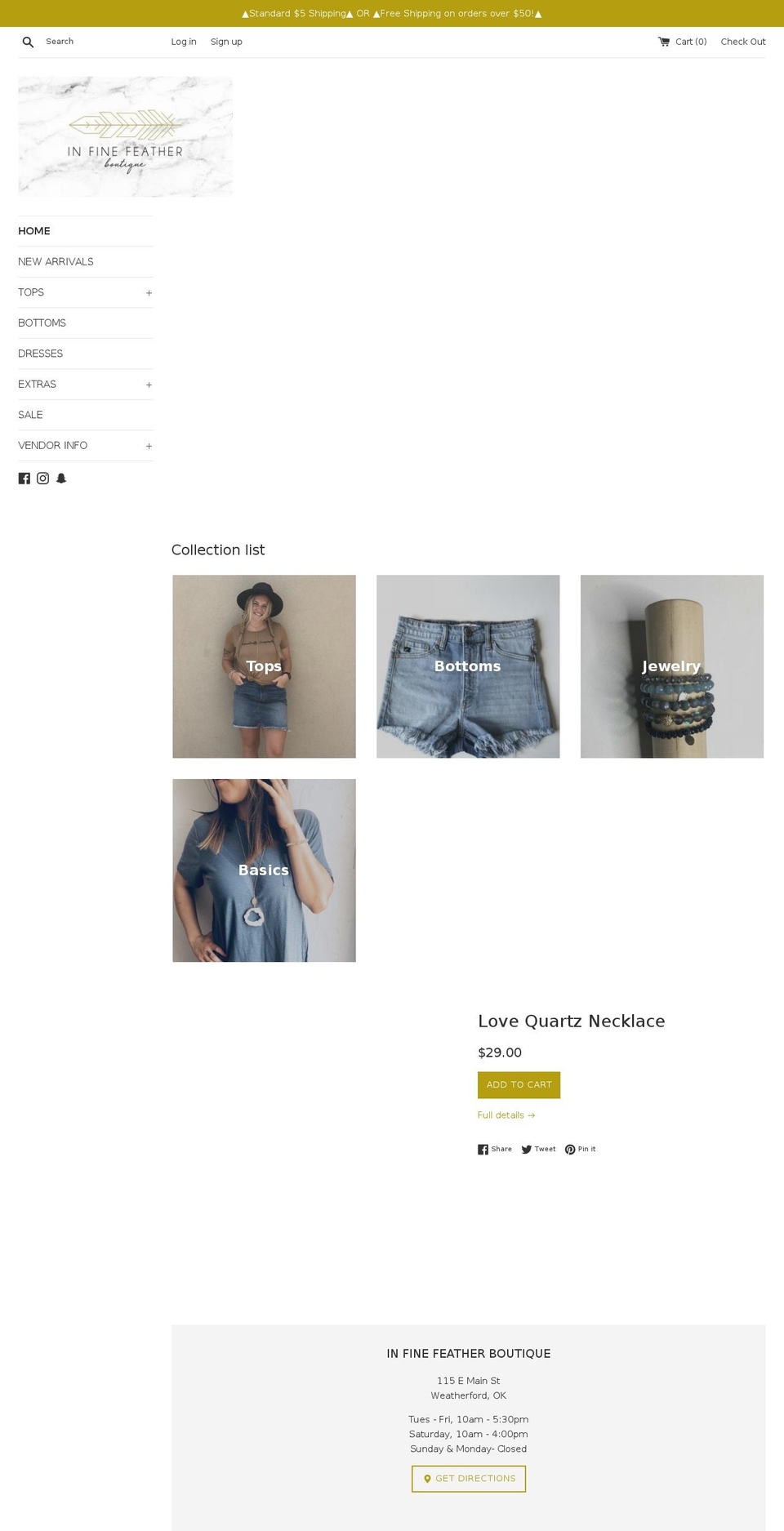 infinefeatherboutique.com — Shopify storefront screenshot