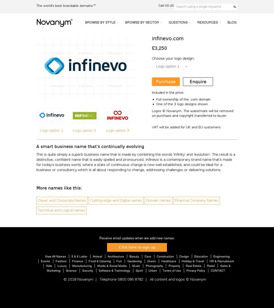 infinevo.com — Shopify storefront screenshot
