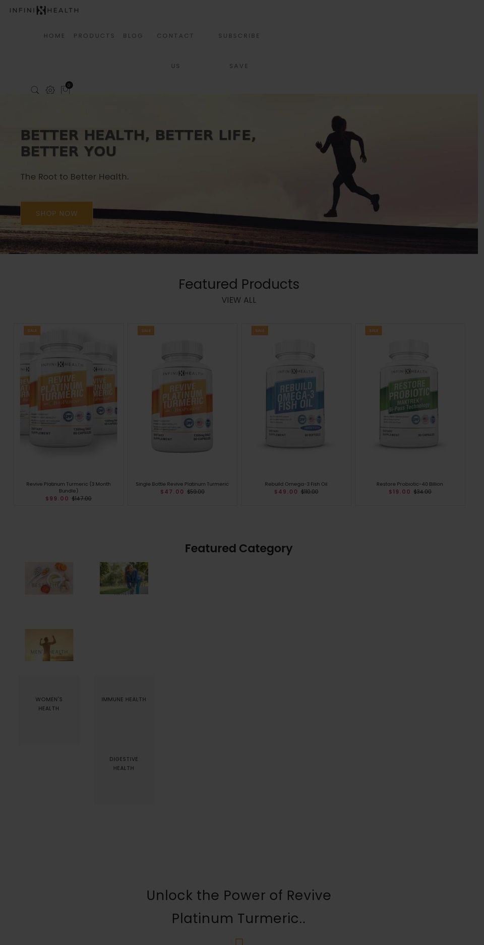 infini8supplements.com shopify website screenshot
