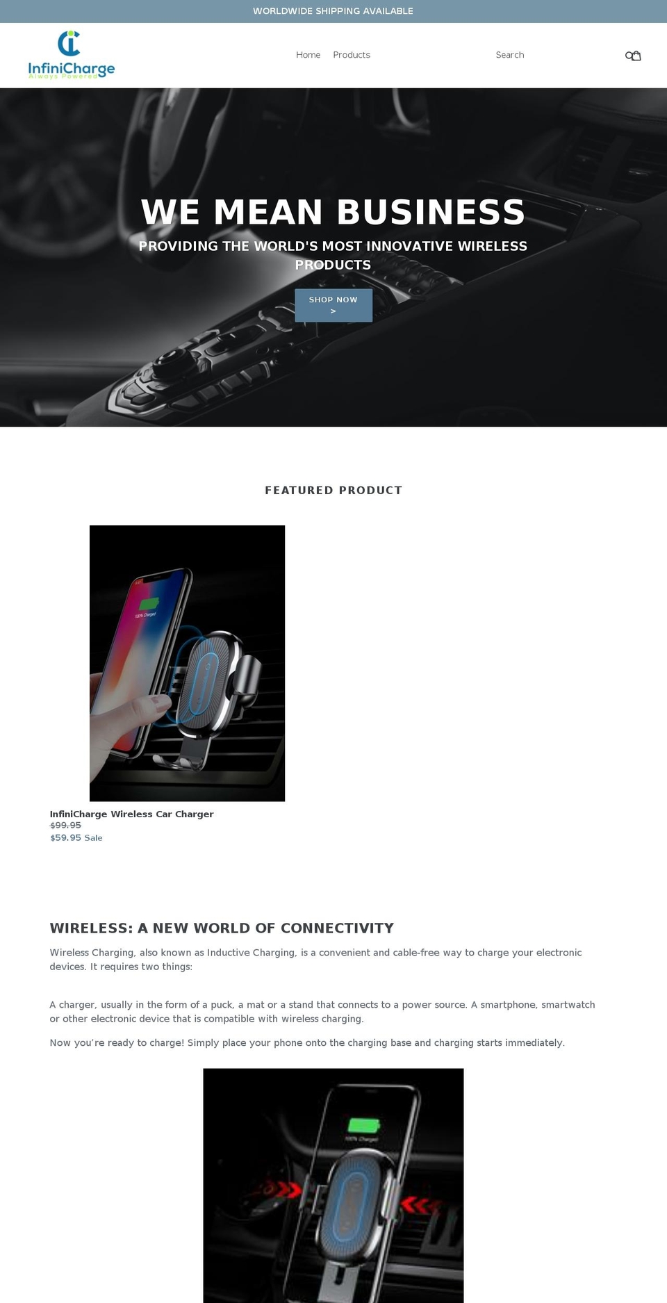 infinicharge.com shopify website screenshot