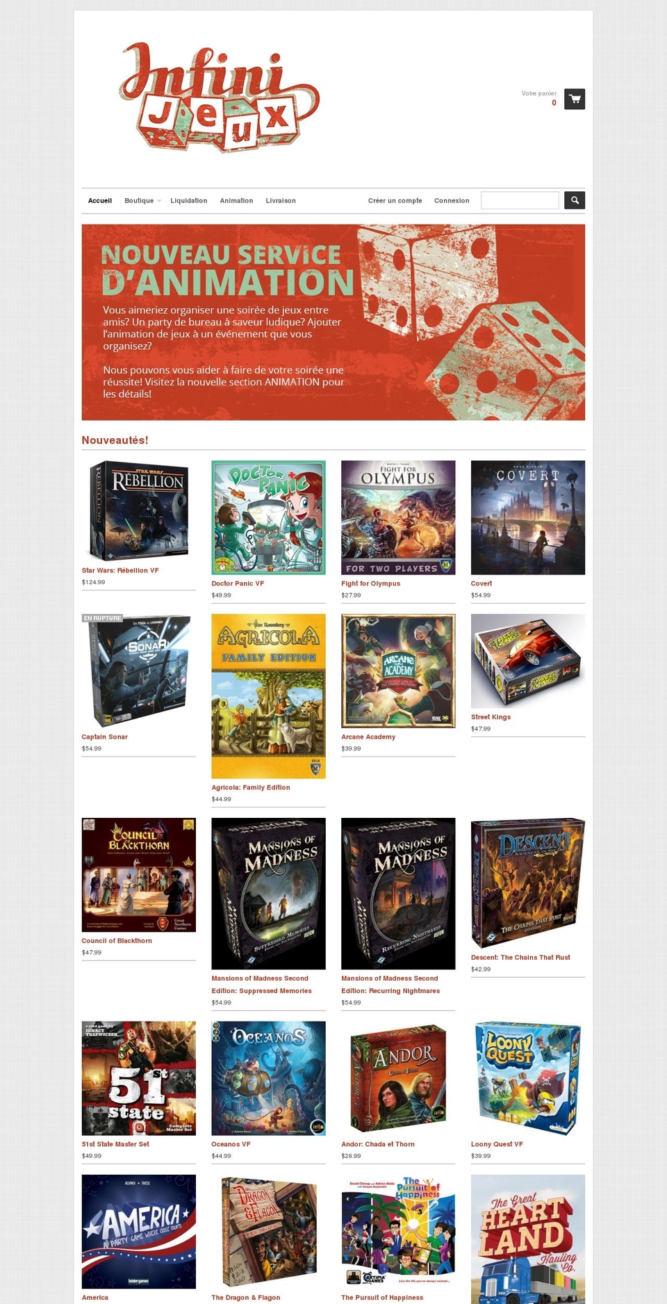 infinijeux.com shopify website screenshot