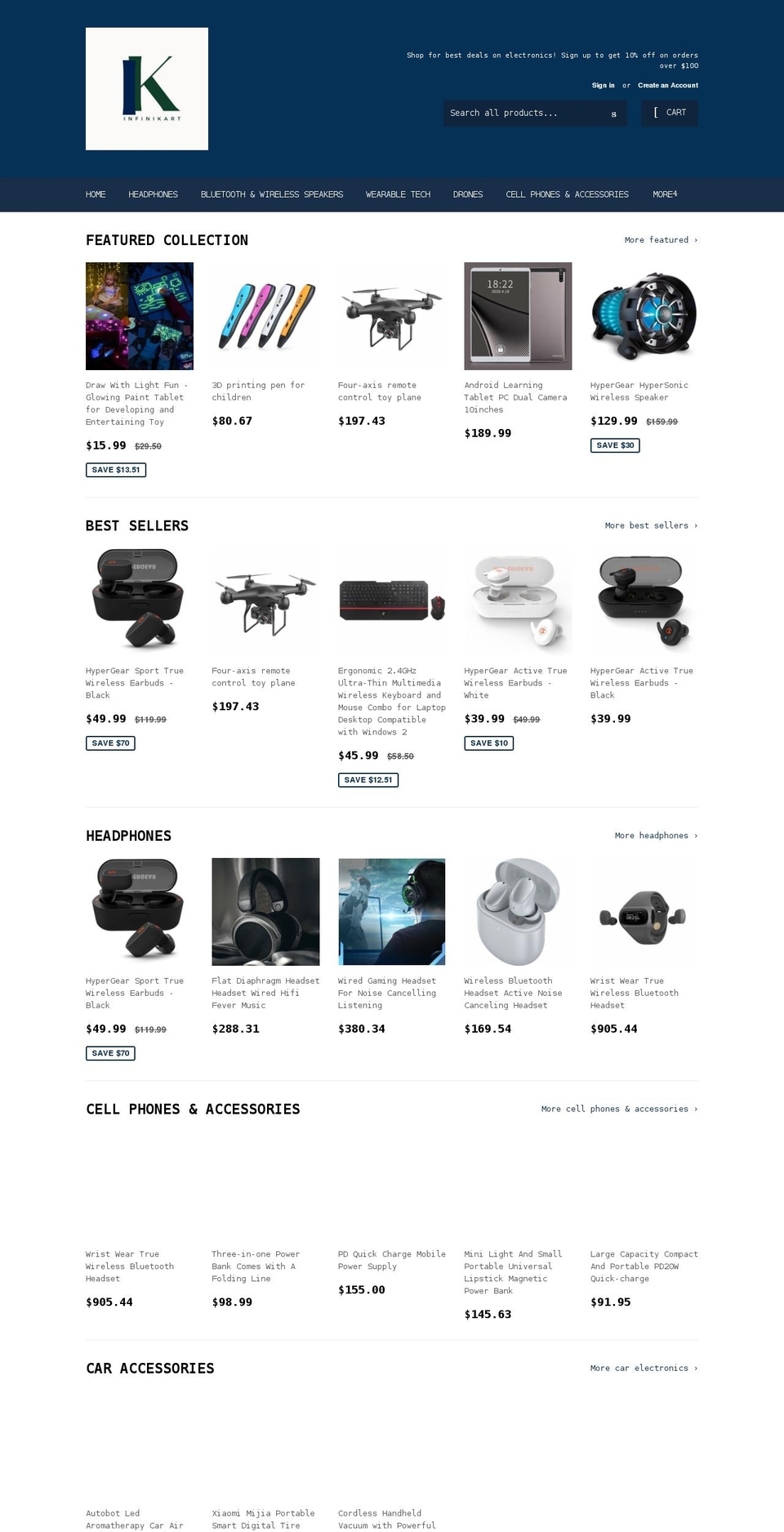 infinikart.com shopify website screenshot