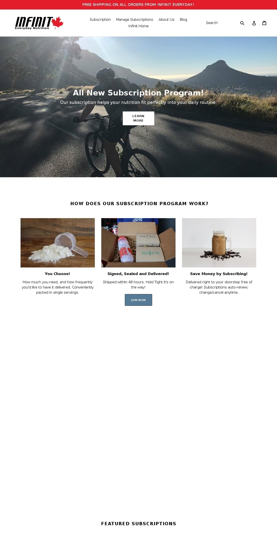 infinitcoldbrew.com — Shopify storefront screenshot