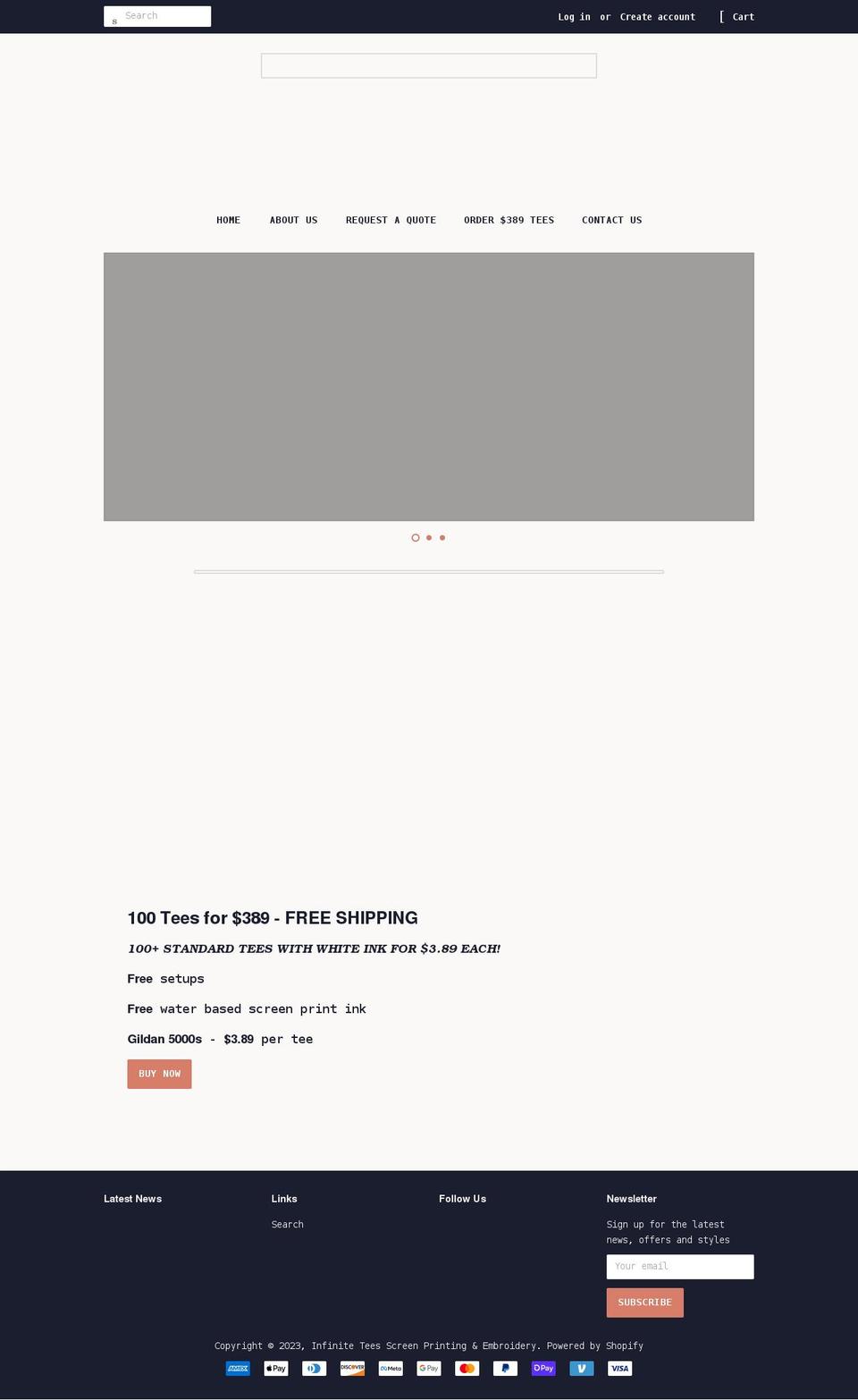 infinite-tees.com shopify website screenshot