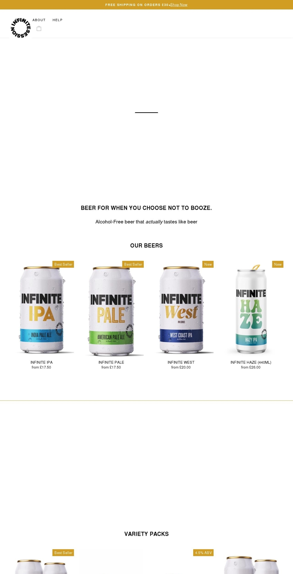 infinite.beer shopify website screenshot