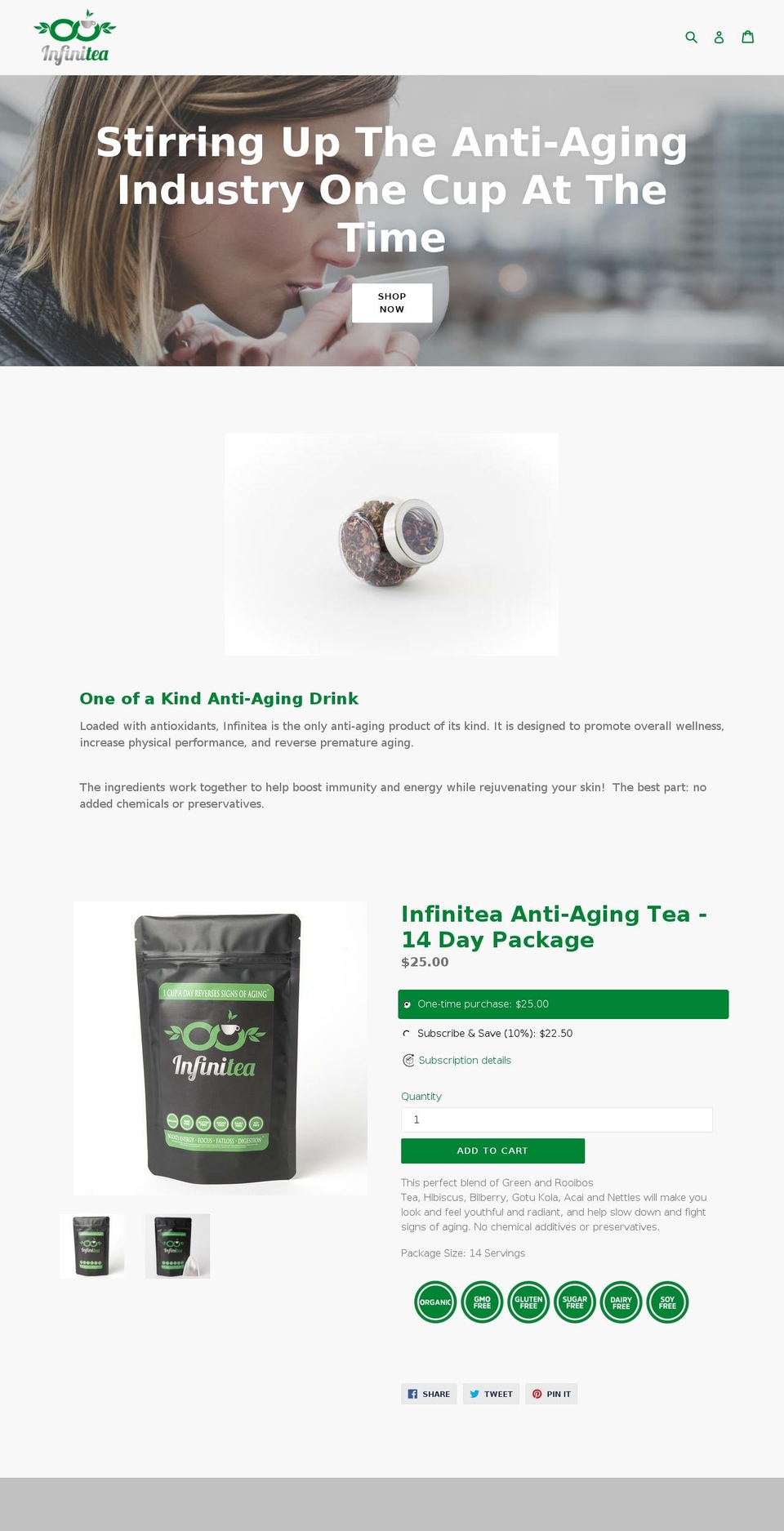 infinitea.co shopify website screenshot