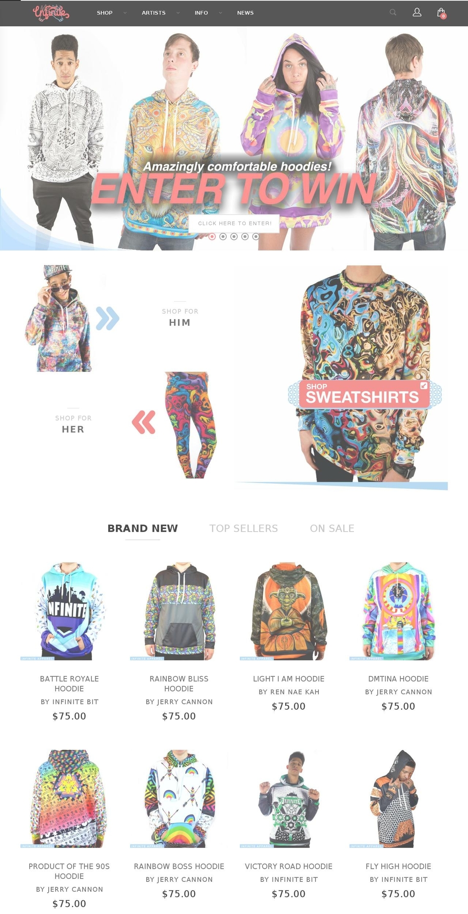 infiniteapparel.com shopify website screenshot