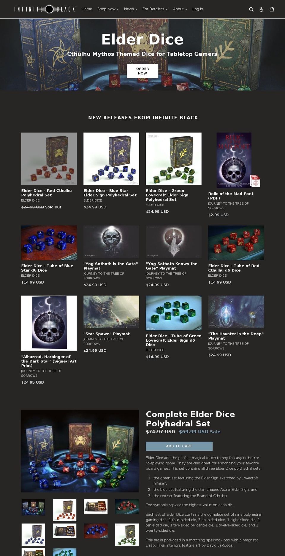 infiniteblack.net shopify website screenshot