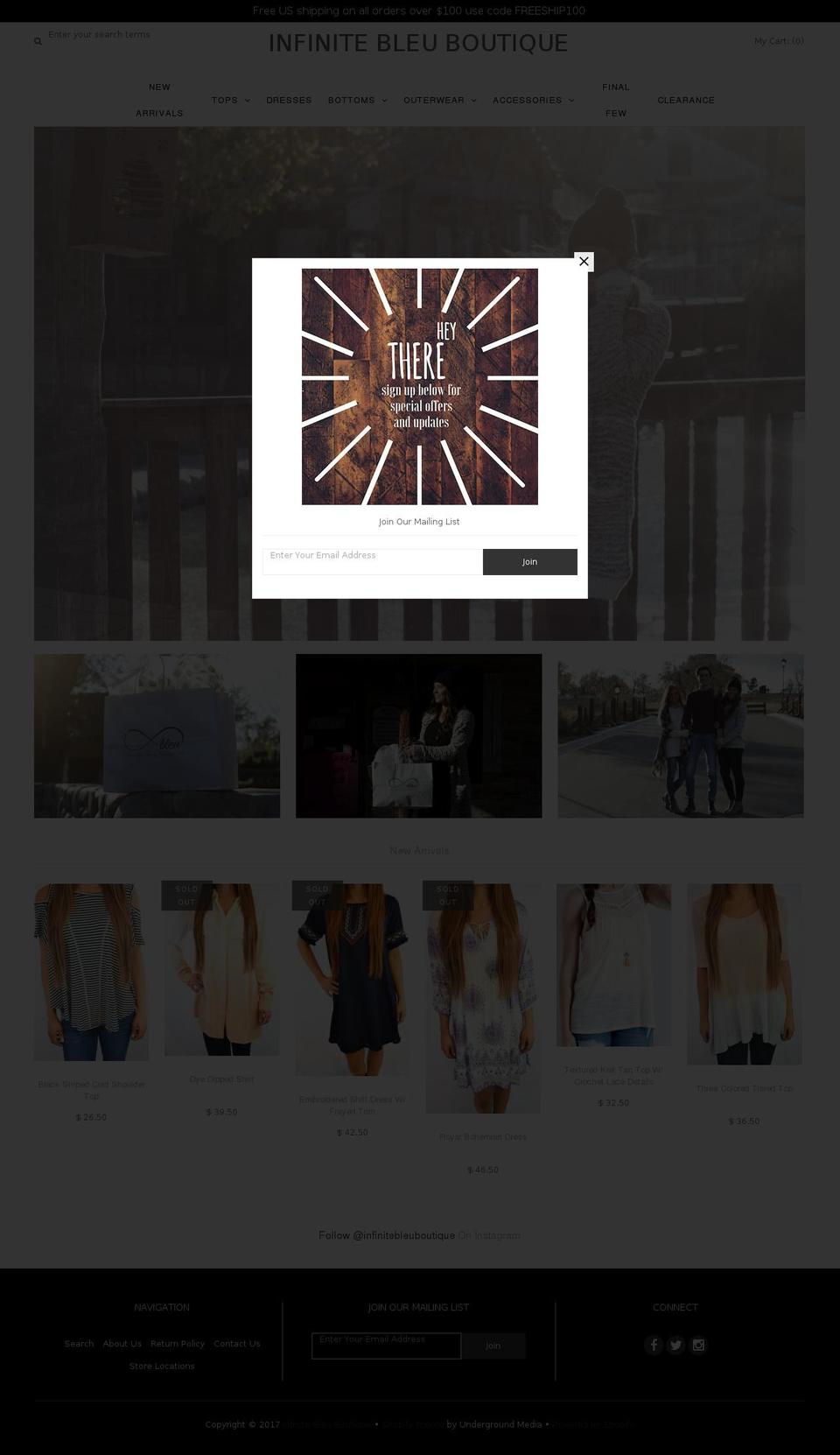 infinitebleuboutique.com shopify website screenshot