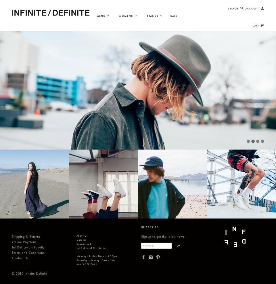 infinitedefinite.co.nz shopify website screenshot