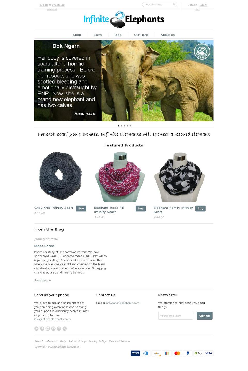 infiniteelephants.com — Shopify storefront screenshot