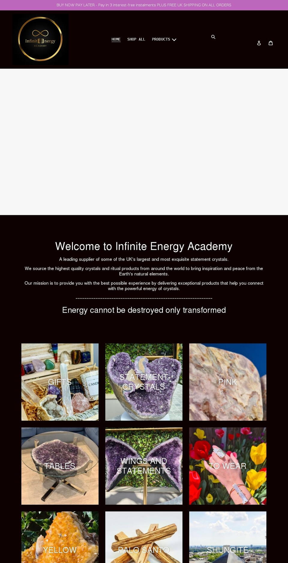 infiniteenergyacademy.com shopify website screenshot