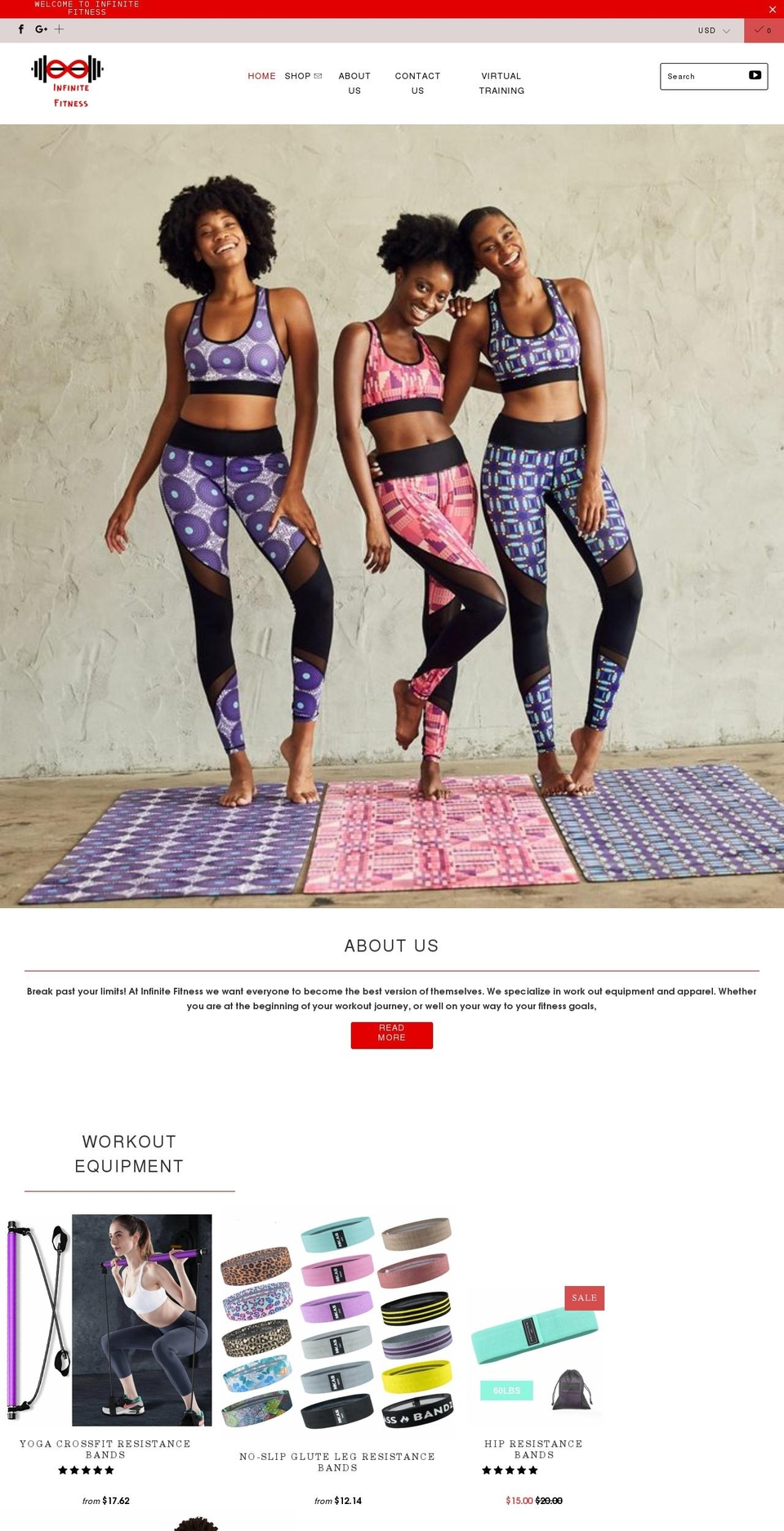 infinit Shopify theme site example infinitefitness.org