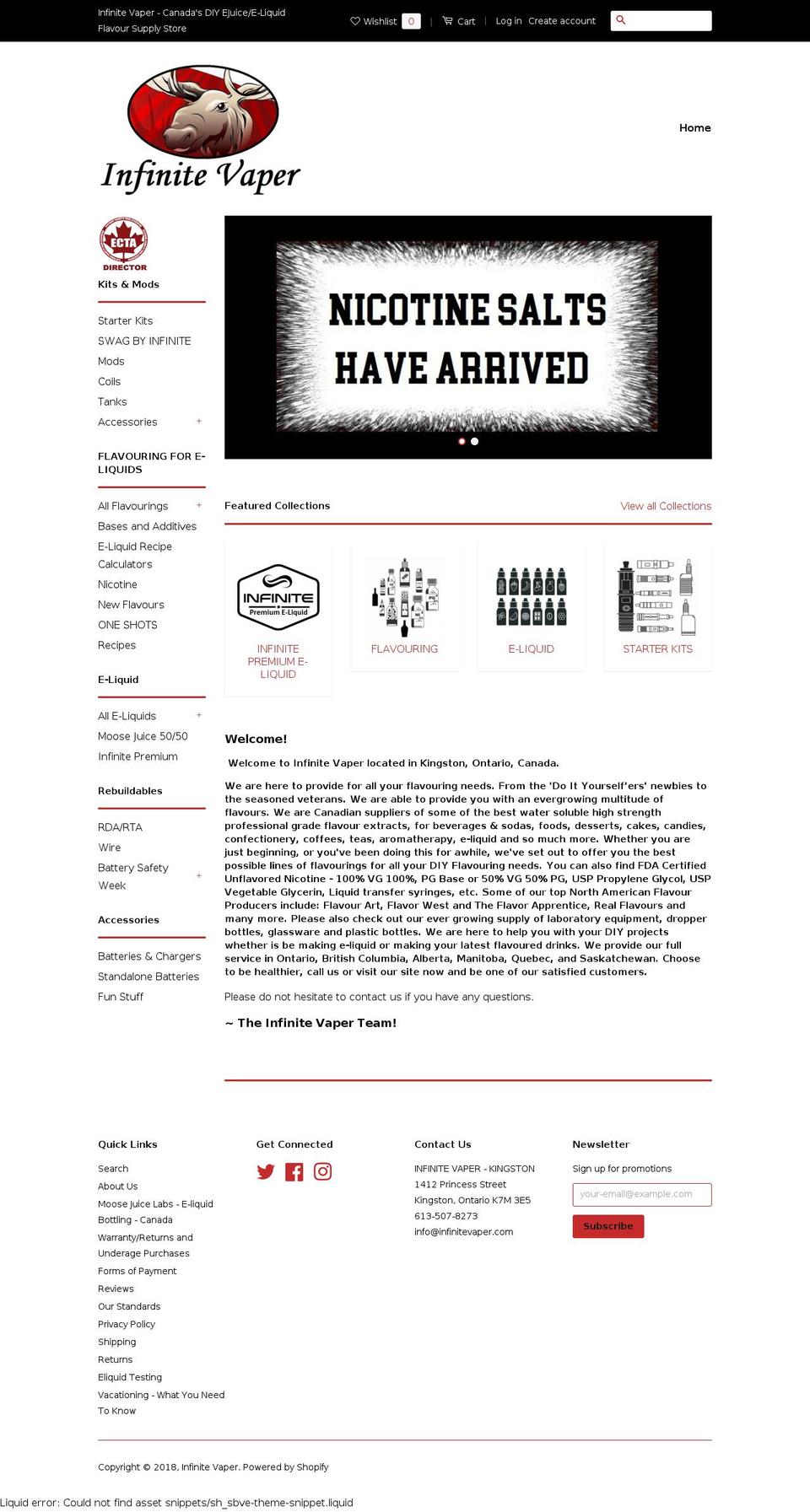 infiniteflavours.com — Shopify storefront screenshot