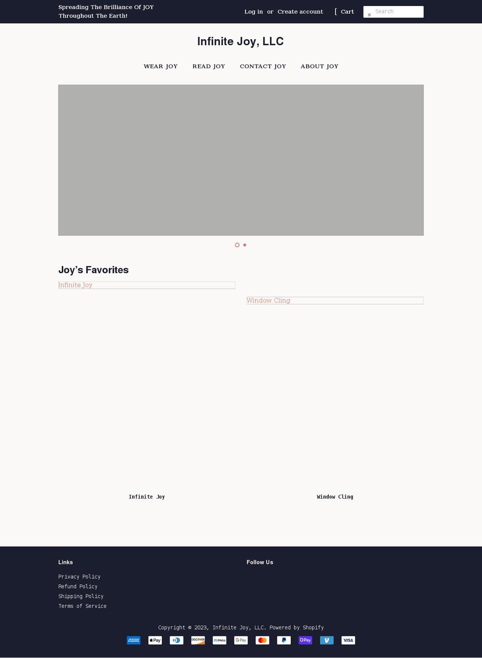 infinitejoyllc.com shopify website screenshot
