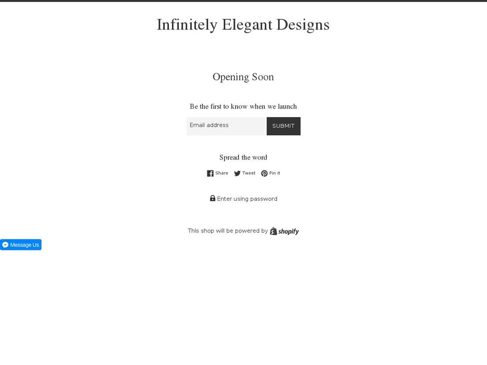 infinitelyelegantdesigns.com shopify website screenshot